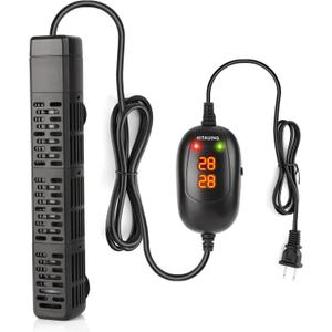 HiTauing Aquarium Heater, 50W/100W/200W/300W/500W Submersible Fish Tank Heater with Over-Temperature Protection and Automatic Power-Off When Leaving Water for Saltwater and Freshwater