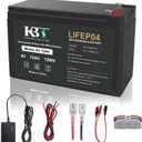 KBT 6V 12Ah Rechargeable LiFePO4 Lithium Battery Replacement, Long Lasting Life, with Charger for Ride on Toys, DIY Project, Emergency Light Equipment, Deer Feeder