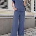 SHEWIN Women Casual Two Piece Sets Ribbed Knit Outfits Airport Pant Clothes 2026, L