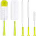 Bottle Cleaning Brush Set - Long Handle Bottle Cleaner for Washing Narrow Neck Beer Bottles, Sports Water Bottles with Straw Brush, Kettle Spout/Lid Cleaner Brushes (Green)