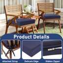 Topotdor Outdoor Chair Cushions Set of 2, 18.5"x16.5"x3" Waterproof Patio Chair Cushions for Outdoor Furniture, Square Corner Outdoor Seat Cushions Color Fastness Chair Pads with Ties, Blue