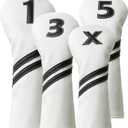 Golf Club Covers,4pcs or 1pc Golf Headcovers for Woods and Driver Fairway Hybrids Women Men - Premium PU Leather with Interchangeable Tags & Magnetic Blade and Mallet Putter Covers