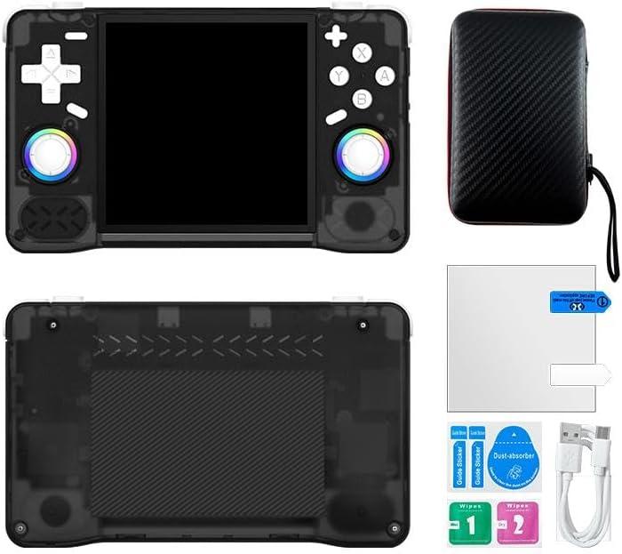 XF40H Handheld Game Console Open Source Linux System 4.0inch IPS Screen 30+Emulators Pocket Video Player Game 4000mAh (64G Translucent Black)