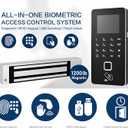 Biometric Access Control System with Fingerprint, Keypad, RFID, Infrared Exit Button, 1200lb Magnetic Lock, LCD Display, USB Download, Attendance Tracking, Timed Unlock,for Office, Store, Home