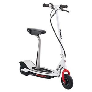 Razor E200S Electric Scooter - 8" Air-filled Tires, 200-Watt Motor, Up to 12 mph and 40 min of Ride Time, White, Standard Packaging