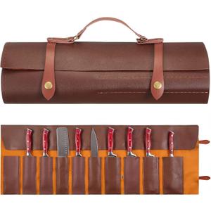 11 Slots Leather Chef Knife Roll Portable Chef Knife Case Sheath Holder Wrap Cooks & Culinary Tools Carrying Storage