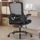 Office Chair, Ergonomic Desk Chair with Adjustable Height, Lumbar Support, High Back Mesh Support with Flip up Armrests, Task Chairs for Home Office Computer (Black)