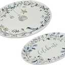 Fitz and Floyd Noel Noir Set of 2 Holiday Platters, 16 and 14-Inch, Multicolored