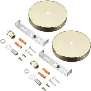 Aspen Creative 21510-32 Chandelier & Light Fixture Canopy Kit, 4-3/4" Diameter, 7/16" Center Hole, 2 Pack, Brass