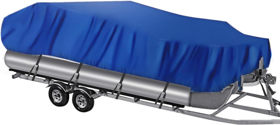 NEVERLAND Pontoon Boat Cover Waterproof Heavy Duty Trailerable Boat Cover Marine Grade Polyester Canvas Cover Fits Pontoon/Deck Boats (Boat Length 21-24ft, Beam Width up to 104", Blue)