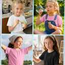 YooAurvox 3 Pack Girls' Pleated Summer T Shirts, 3-Color, 7-8 Years