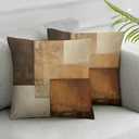 Decorative Throw Pillow Covers, Modern Abstract Brown Geometric Pattern, Set of 218x18 Pillows Linen Pillowcase, Modern Decorative Square Pillowcases for Sofa Couch Bedroom Living Room Car