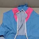 UOUA 80s Windbreaker Jacket for Women Retro Color Block Wind Breaker Long Sleeve Reversible Casual Coat (Small, Blue)
