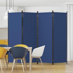 Room Partitions and Dividers 4 Panel Portable Wall w/ 3 Wider Feet Folding Room Divider 6FT Privacy Wall Indoor as Dressing Screen for Apartment School Office Children's Separate Rooms,Blue