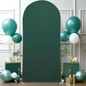 6.6FT Hunter Green Arch Cover - Polyester Fitted Wedding Arch Stand Covers Round Top Chiara Arch Backdrop Cover for Birthday Party Banquet Photo Background Decoration