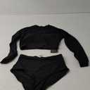 Pinup Fashion Long Sleeve Rash Guard - 2 Piece Swimsuit Bathing Suits with Bottom Swim Top UV UPF 50+ S