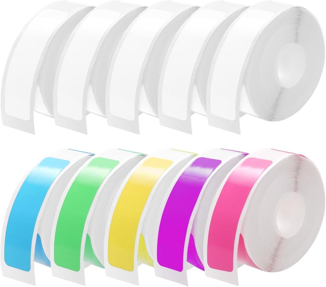 1600 Pcs Label Tape Label Print Stickers 12 x 40 mm Thermal Labels Tapes Compatible with D30 Portable Printer 160 Label/roll (Multicolor, 12 x 40 mm)