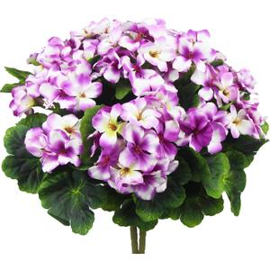 2 Pcs Artificial Geraniums for Outdoor Silk Geranium Flowers Purple Artificial Geranium Bush Faux Flowers Geraniums Branch for Garden Patio Cemetary Vase Table Centerpiece Indoor Decor