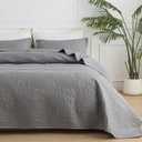 SheRest Queen Quilt Bedding Set - Gray Soft Breathable Bed Quilts, Modern Style Embossed Bedspreads, Lightweight Microfiber Reversible Coverlet for All Seasons-3 Pieces (1 Quilt,2 Pillow Shams)