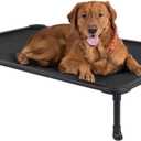 Veehoo Chew Proof Elevated Dog Bed - Cooling Raised Pet Cot - Rustless Aluminum Frame and Durable Textilene Mesh, Unique Designed No-Slip Feet for Indoor or Outdoor Use, Black, X-Large, CWC2002