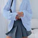 PRETTYGARDEN Cardigan Sweaters for Women Trendy Fall Fashion 2026 Long Sleeve Chunky Knit Cardigans Winter Clothing Outfits (Blue, M)