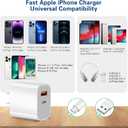 Fast Charger iPhone,Dual Port A/C iPhone Charger Fast Charging Block,2 Pack Super Quick Double Apple iPhone Wall Charger Power Adapter 10FT USB C to Lightning Cable for iPhone 14/13/12/11/ProMax/XS/XR