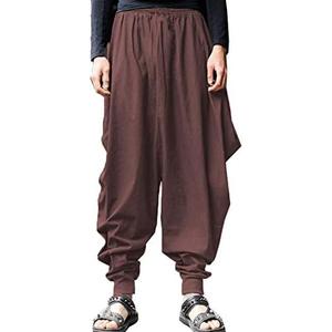 ONTTNO Men's Harem Pants Loose Stretchy Waist Casual Hippie Trousers, XXL
