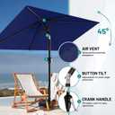 AreShark 6.5' x 10' Rectangular Patio Umbrellas for Outdoor, Outdoor Table Umbrella, Large Outdoor Patio Umbrellas with 6 Sturdy Ribs for Pool, Garden, Deck & Market (Navy)