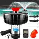 RAMATA Pond Fountain Aerator 1HP 750W 110V/15000 GPH Floating Fountain Pump, 120FT Power Cord, Multifunctional time Controller, Stainless Steel Body, Aerator Pump for Large Ponds and Lakes