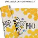 Giwawa Bee Kind Placemats Set of 4-12"x18" Summer Bees Floral Linen Place Mat- Yellow Honeycomb Washable Heat Resistant Table Mats for Kitchen Dining Party Tabletop Picnic Decoration