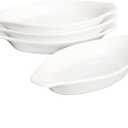 Ceramic Mini Oval Au Gratin Baking Dishes 3.5 oz, Set of 4 Banana Split Bowls,Oven and Microwave Safe, for 1 person servings, Bakeware with Double Handle for Kitchen and Home, 6.5 Inch