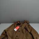 FindThy Womens Cropped Pleated Jacket Casual Lapel Collar Long Sleeve Button Down Outerwear Trench Coat, Brown L