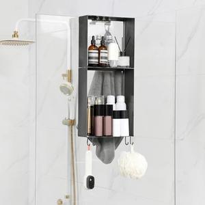 Womamny Over-the-Glass Shower Caddy for Bathroom Glass Door, Over the door Shower Organizer Fits Shower Door Enclosure - Gray