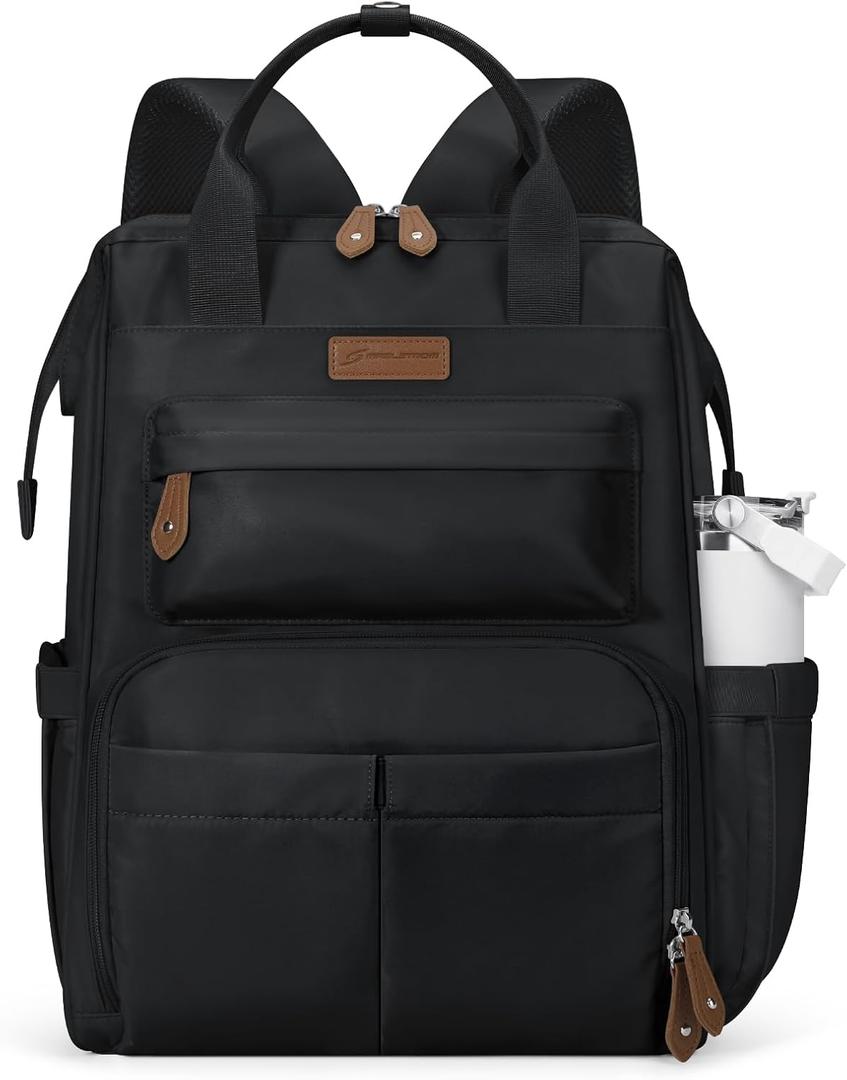 Maelstrom Laptop Backpack, Fits 15.6-17.3 Inch Travel Backpack Gift for Women Men, Waterproof College School Computer Bag, Anti-theft Business Work Bag with Luggage Strap (Black, 15.6 Inch)