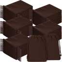 Sweetude 100 Pieces Valentine's Day Velvet Drawstring Bags Jewelry Pouches Bulk 2.76 x 3.54 Inches Wedding Mini Gift Bags for Party Favors(Brown)