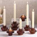 Taper Glass Candlestick Holders Tealight Candle Holders for Table Centerpieces, Fall Wedding Decor and Dinner Party Halloween Thanksgiving Decor (8 Pcs, Brown)