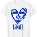 Patriotic Israel Pride Israeli Heart Flag T-Shirt, Medium