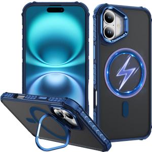 ADDIT Compatible with iPhone 16 Case Magnetic Phone Case Compatible with MagSafe Military-Grade 10FT Drop Resistant Matte Skin Feeling Back Cover Case for iPhone 16 (Blue)