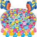 Gamie Duck’em Down Shooting Game, Carnival Duck Pond Game with 1 Inflatable Pool, 2 Water Guns, and 20 Ducks, Backyard Games for Kids, Outdoor Summer Toys, and Carnival Theme Party Decorations