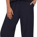 BTFBM Summer Outfits For Women 2026 Two Piece Sets Casual Short Sleeve Spring Tops Wide Leg Pants Matching Lounge Set (S)