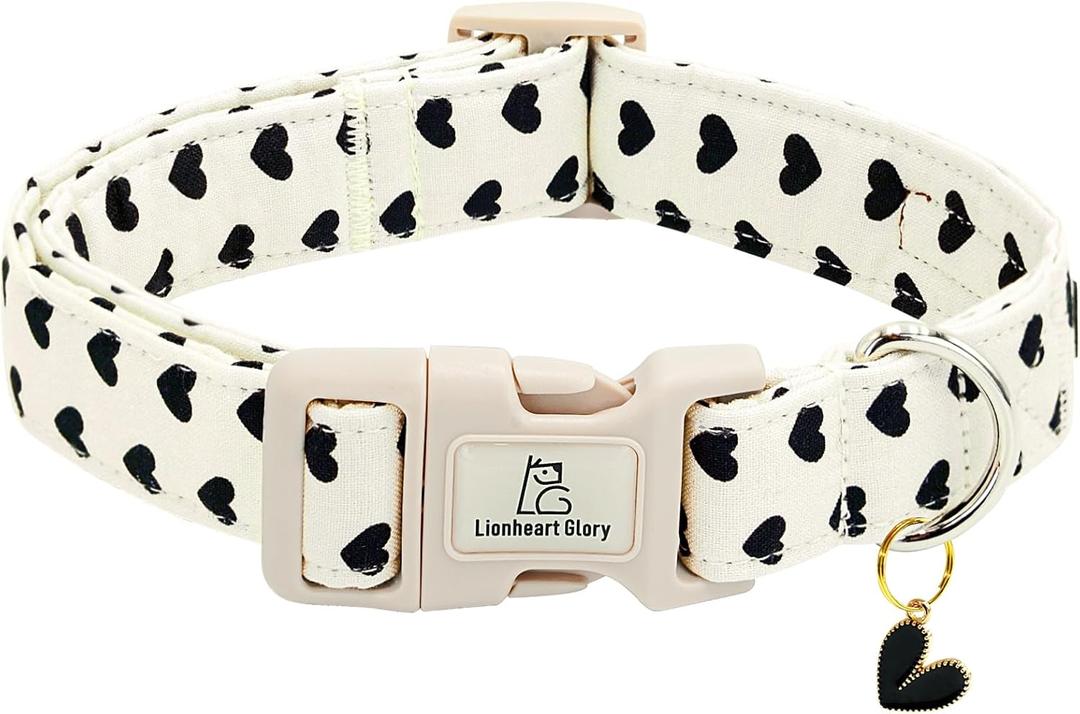 Lionheart glory Valentine's Dog Collar-Hearts Print Dog Collar for Small Cute Dog Collars Spring Female Male Pet Gift Adjustable Heavy-Duty Puppy Collar Holiday (Small (Pack of 1)