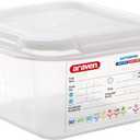 Araven Airtight Container, Food Pan with Lid for Storage in Kitchen and Restaurant, 1/6 GN 4" Deep, 6 Count, Clear, 1.9 Quart