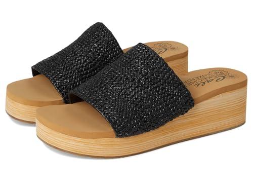 Skechers Women's SUMMERS - SALT SPRAY, Raffia Platform Slide, Black, 6.5M