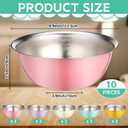 10 Pcs Stainless Steel Mixing Bowls 68 oz Metal Salad Bowls with Graduations Reusable Baking Food Containers Nesting Camping Bowl for Ice Cream, Salad, Soup, Baking, Sauces(2000ml)
