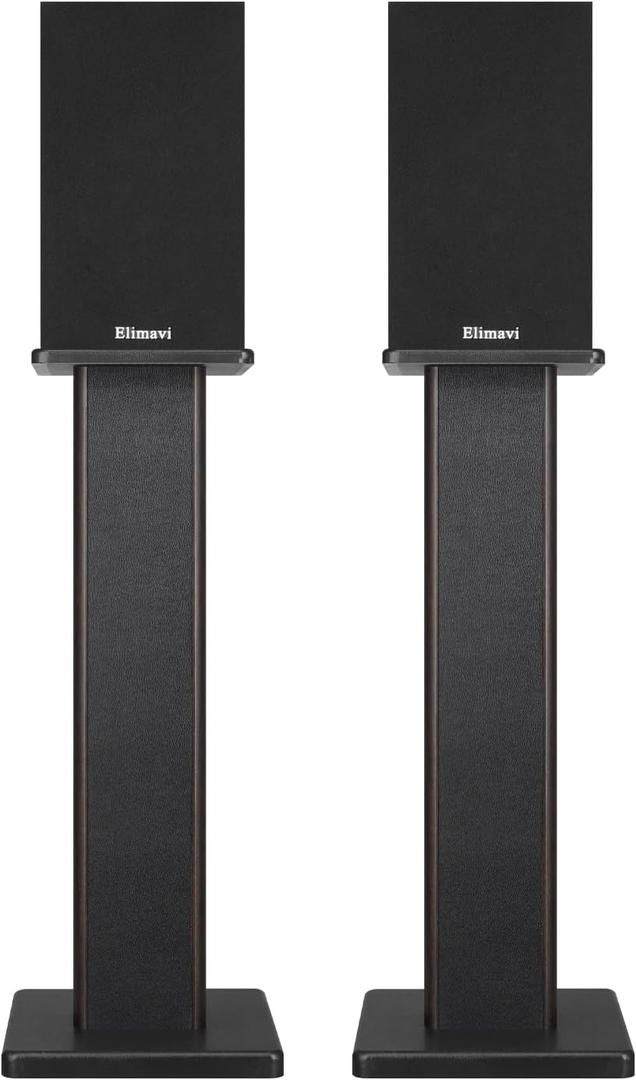 Elimavi Universal Floor Speaker Stands, 22.64 Inch Surround Sound Stands Supports 150LB, Non-Slip Pads & Cable Ties, for Bookshelf Speakers,Satellite Speakers,Studio Monitors, Easy Installation,Black