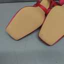 Vertindy Women's Satin Ballet Heels, Rose Red Lace Up Square Toe Stiletto High Bow Ballerina Heels, Size: 10