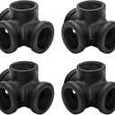 3/4" Black Pipe Fittings 4-Way Side Outlet Tee - Home Expert 10 Pack Malleable Cast Iron Threaded Pipe Fittings for Industrial Pipe Shelves Bracket, Vintage Industrial Pipe Furniture