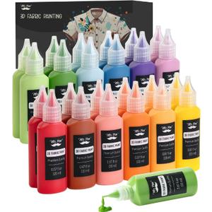 Mr. Pen- 3D Fabric Paint Set, 24 Pcs, 0.67 Oz, Permanent Fabric Paint for Clothes, Clothing, T Shirt, 3D