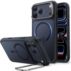 ESR for iPhone 17 Pro Case with Stash Stand, Compatible with MagSafe, Military-Grade Drop Protection Magnetic Phone Case, Scratch-Resistant Back Cover,Frosted Black