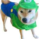 ComfyCamper Hat and Suspenders Dog Costume - X Large Medium Small Lab Star Space Cosplay Halloween Costumes, Large, Green